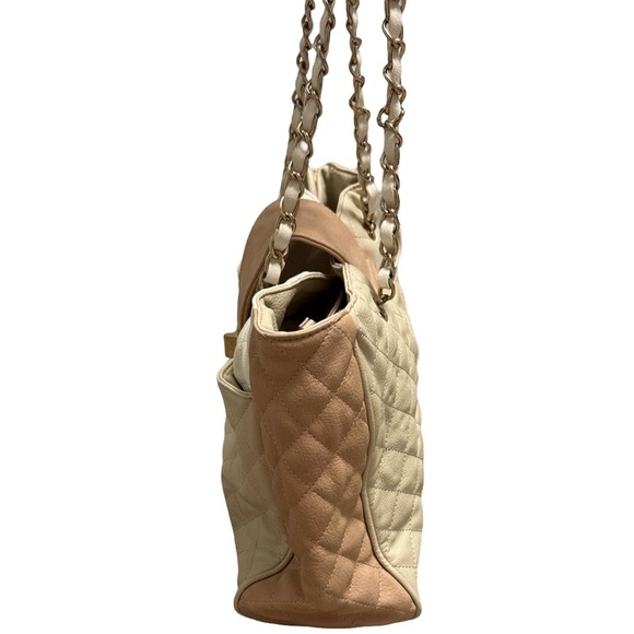 ALDO Quilted Chain Strap Tote Bag – Beige, White & Blush - Picture 3 of 7